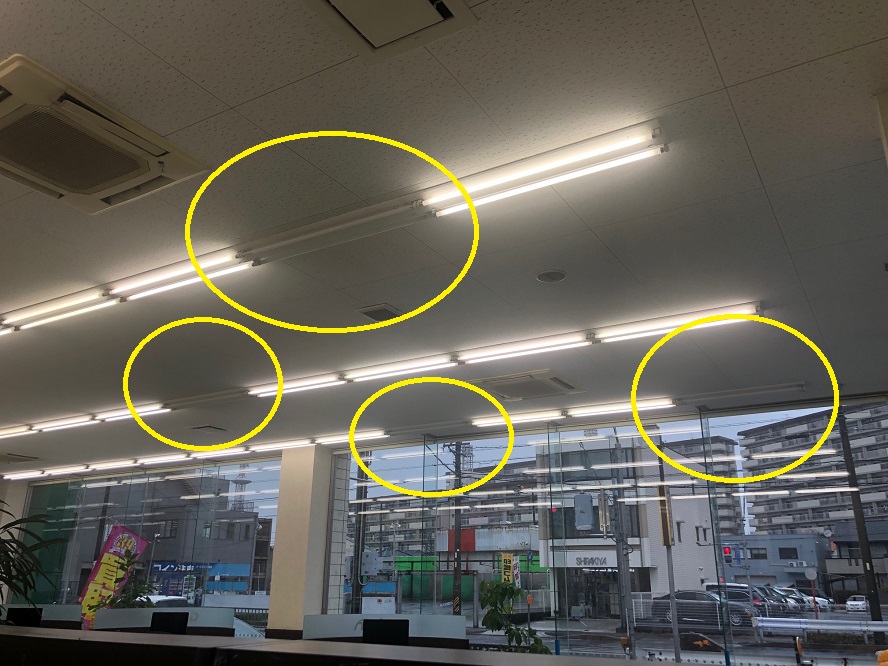 愛知県春日井市の店舗オフィスにて蛍光灯の取替電気工事